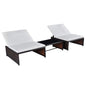 Cadeiras reclináveis de jardim com mesa 2 unidades vime PE castanho