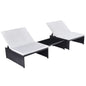 Cadeiras reclináveis de jardim com mesa 2 unidades vime PE castanho