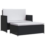 Set muebles de jardín 2 piezas y cojines ratán sintético negro