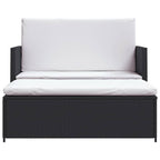 Set muebles de jardín 2 piezas y cojines ratán sintético negro