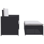 Set muebles de jardín 2 piezas y cojines ratán sintético negro