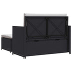 Set muebles de jardín 2 piezas y cojines ratán sintético negro
