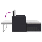 Set muebles de jardín 2 piezas y cojines ratán sintético negro