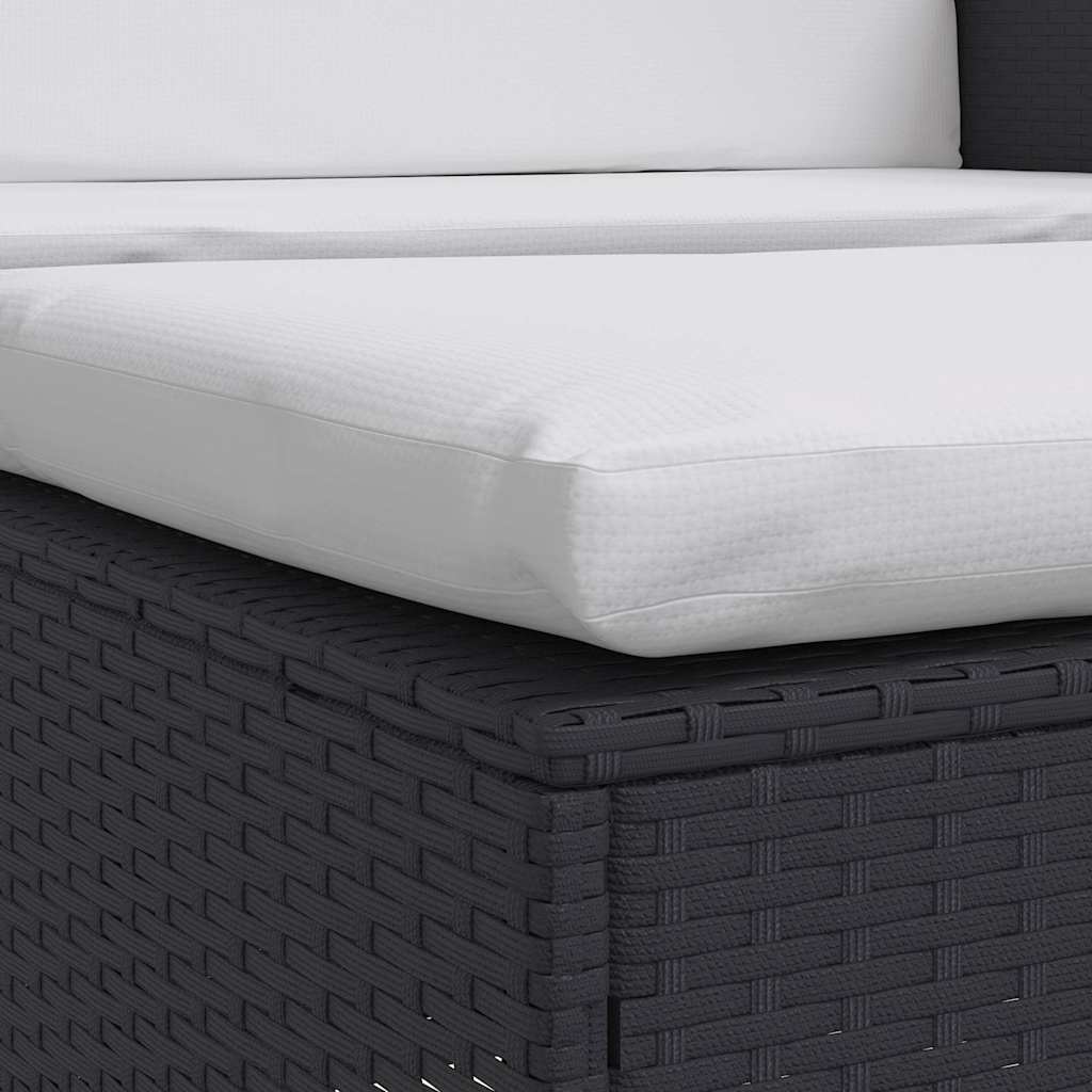Set muebles de jardín 2 piezas y cojines ratán sintético negro