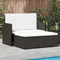 Set muebles de jardín 2 piezas y cojines ratán sintético negro