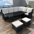 Set de muebles de jardín 4 pzas y cojines ratán sintético gris