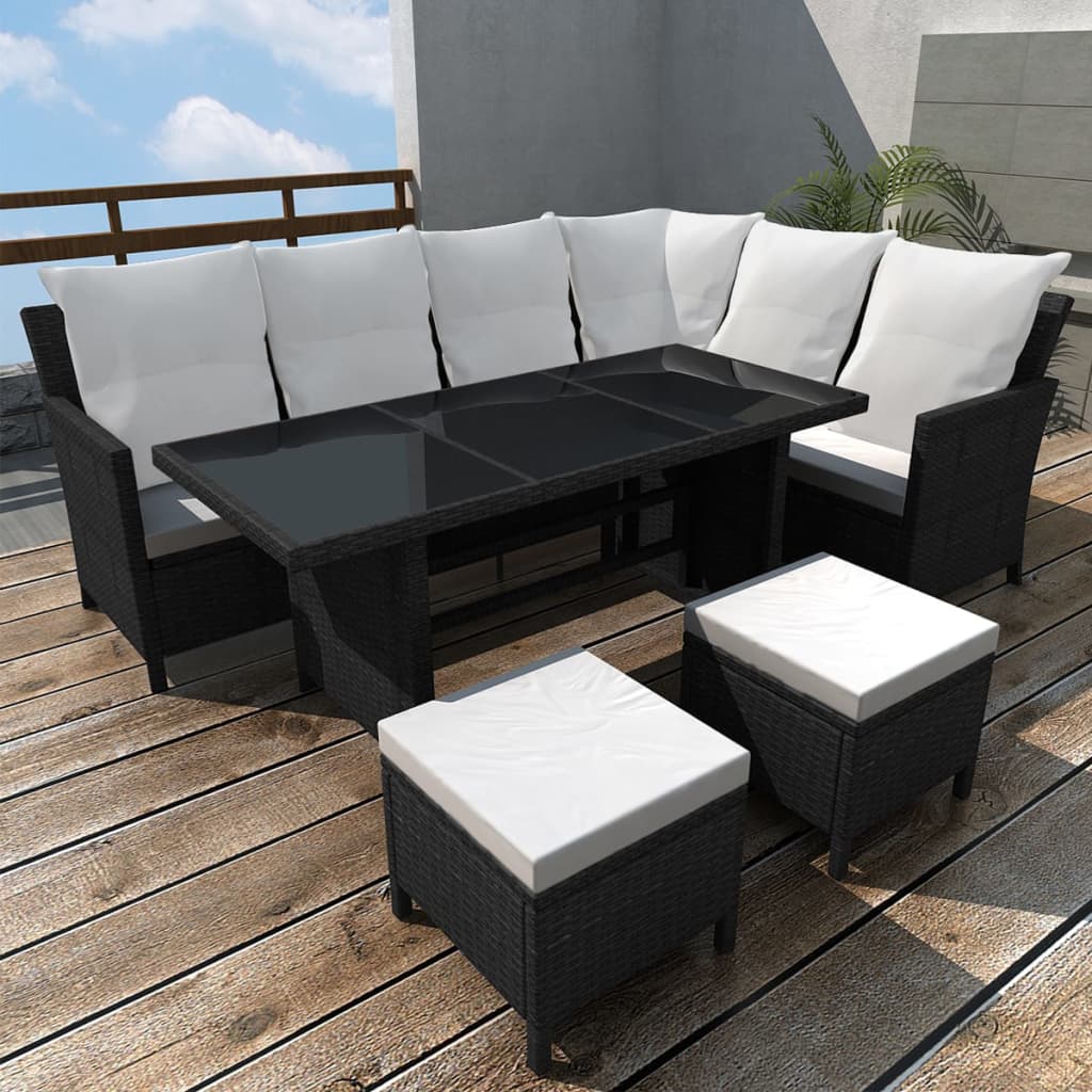 Set de muebles de jardín 4 pzas y cojines ratán sintético gris