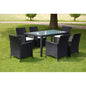 Set comedor de jardín 7 piezas y cojines ratán sintético marrón
