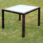 Set comedor de jardín 5 piezas y cojines ratán sintético marrón