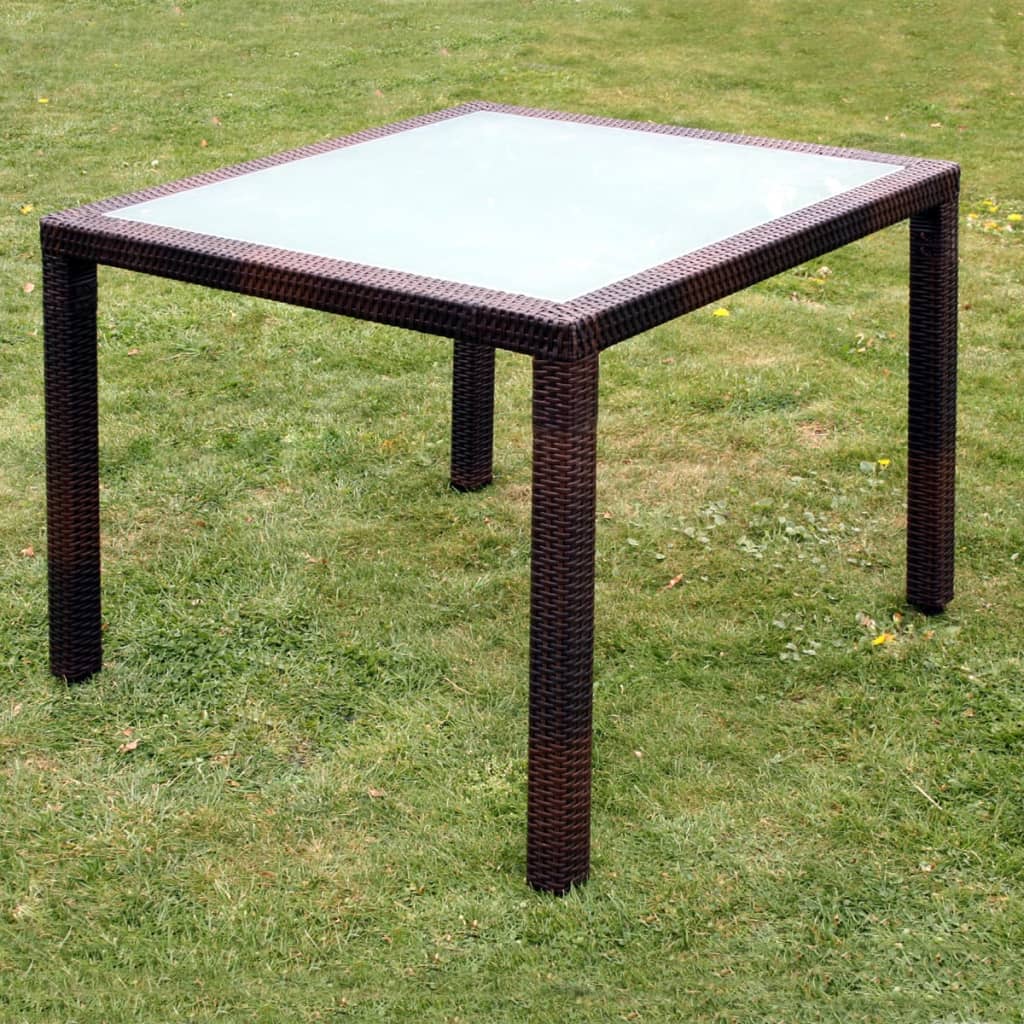 Set comedor de jardín 5 piezas y cojines ratán sintético marrón