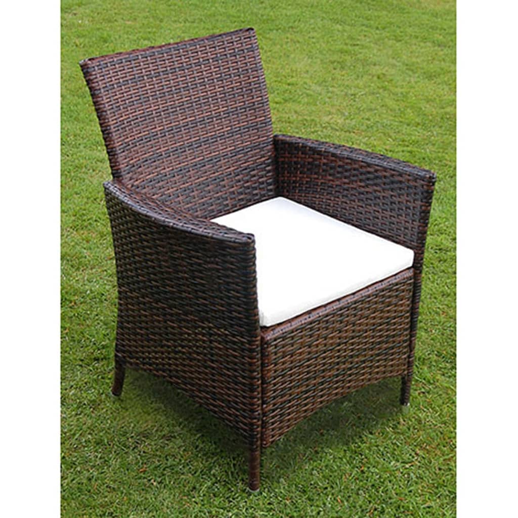 Set comedor de jardín 5 piezas y cojines ratán sintético marrón