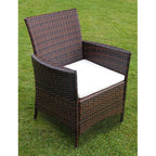 Set comedor de jardín 5 piezas y cojines ratán sintético marrón