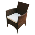 Set comedor de jardín 5 piezas y cojines ratán sintético marrón