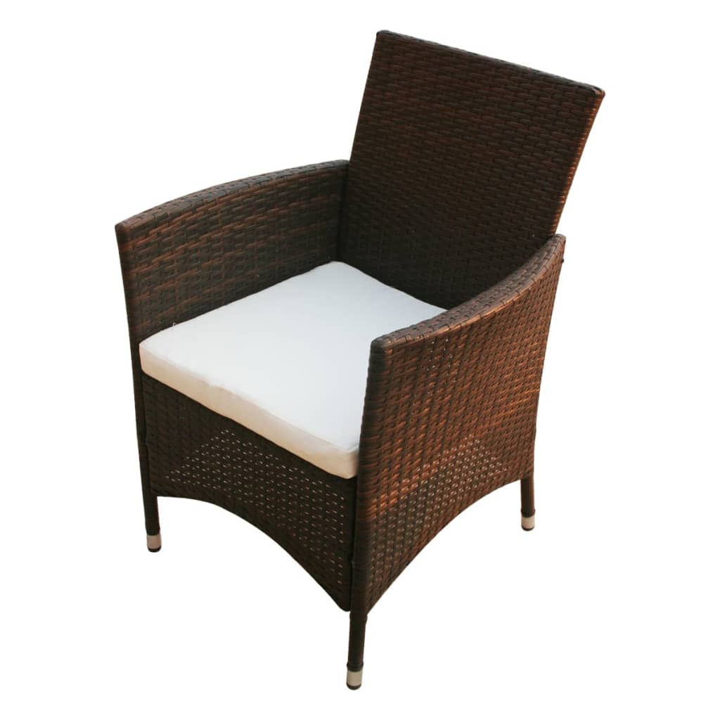 Set comedor de jardín 5 piezas y cojines ratán sintético marrón