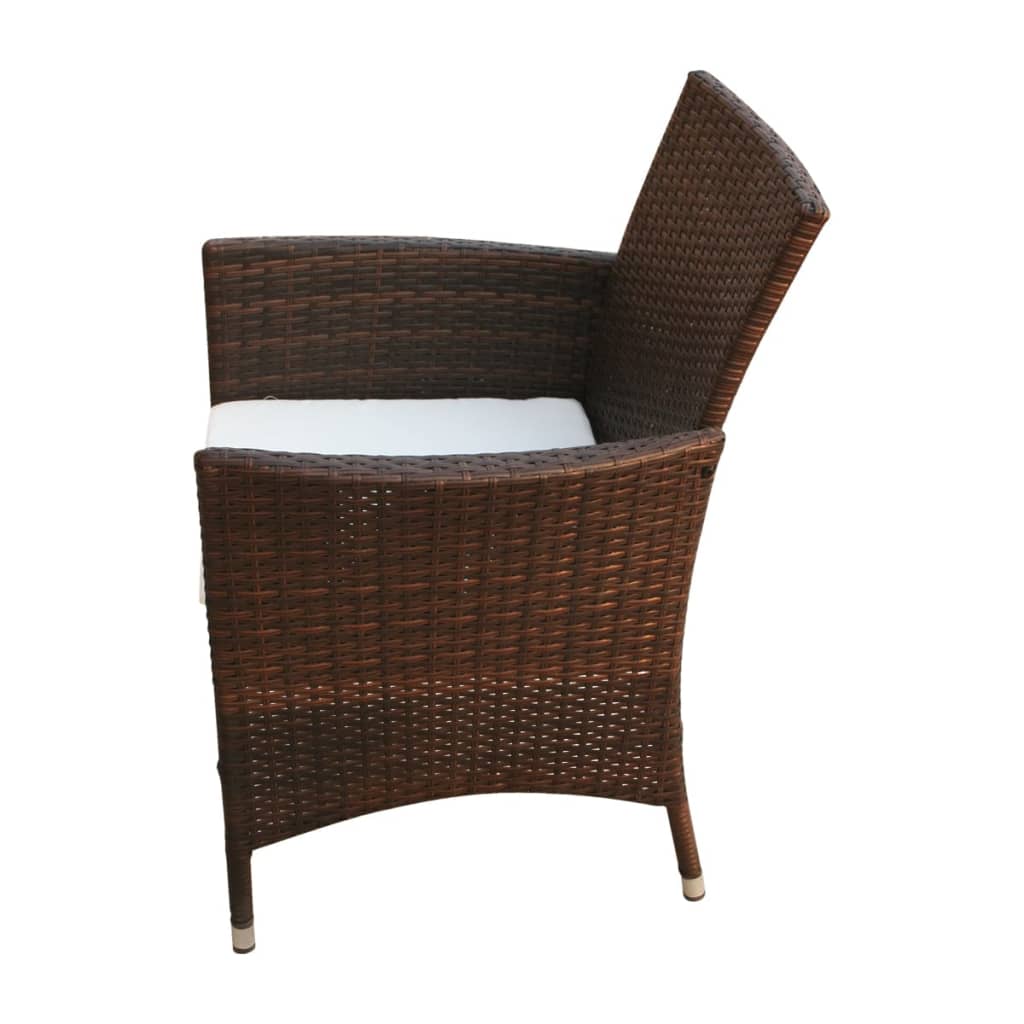 Set comedor de jardín 5 piezas y cojines ratán sintético marrón