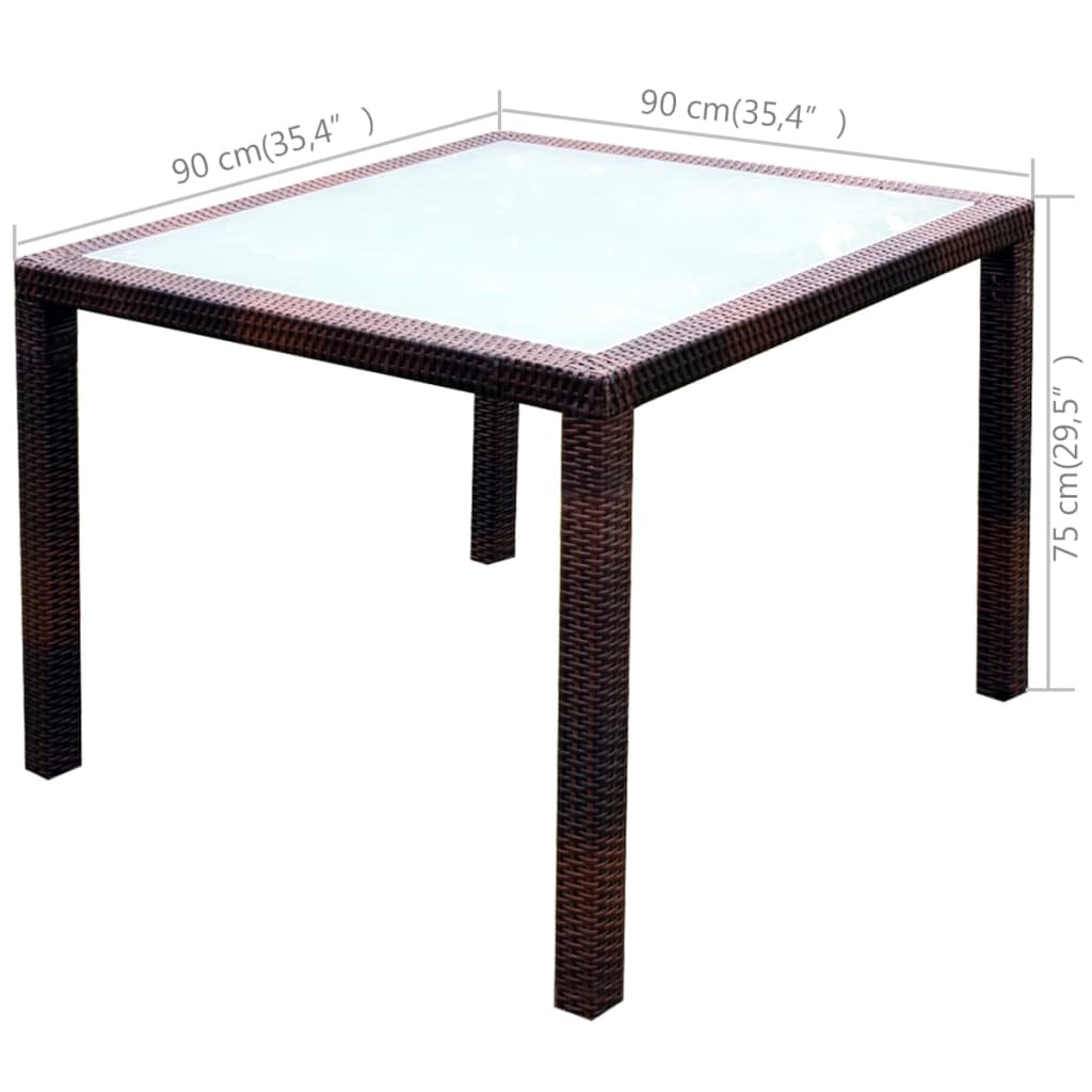 Set comedor de jardín 5 piezas y cojines ratán sintético marrón
