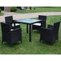 Set comedor de jardín 5 piezas y cojines ratán sintético marrón
