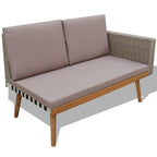 Set de muebles de jardín 4 piezas y cojines ratán PE gris