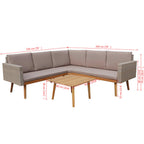 Set de muebles de jardín 4 piezas y cojines ratán PE gris