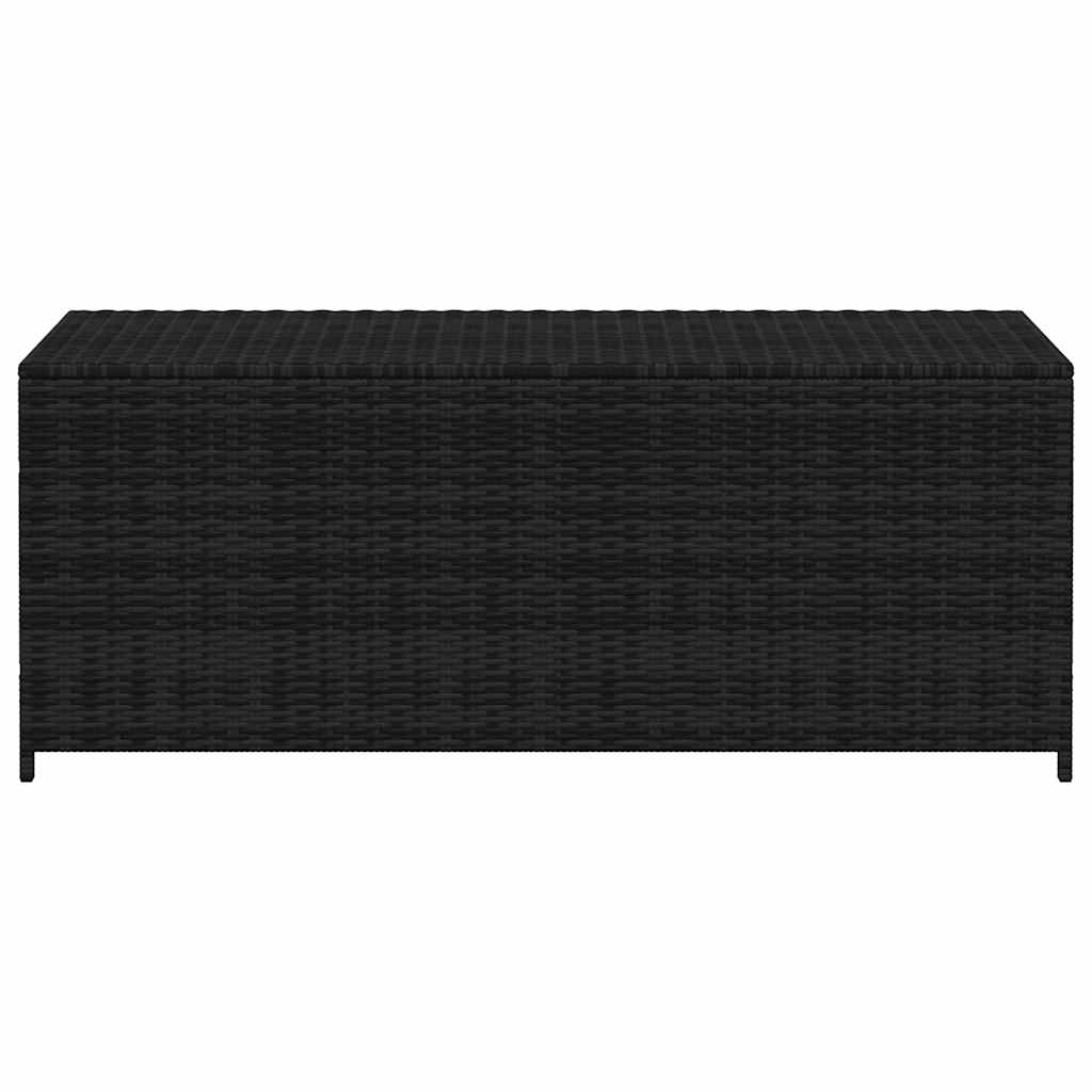 Caixa de arrumação de jardim em vime sintético preto 150x50x60 cm
