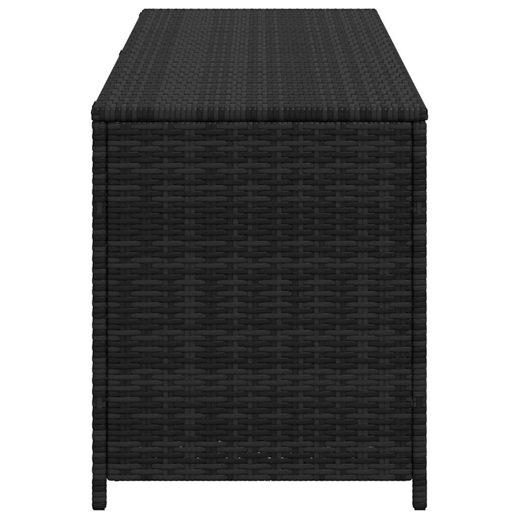 Caixa de arrumação de jardim em vime sintético preto 150x50x60 cm