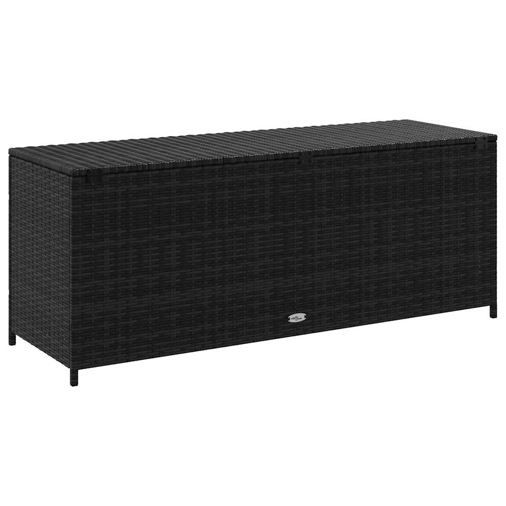 Caixa de arrumação de jardim em vime sintético preto 150x50x60 cm