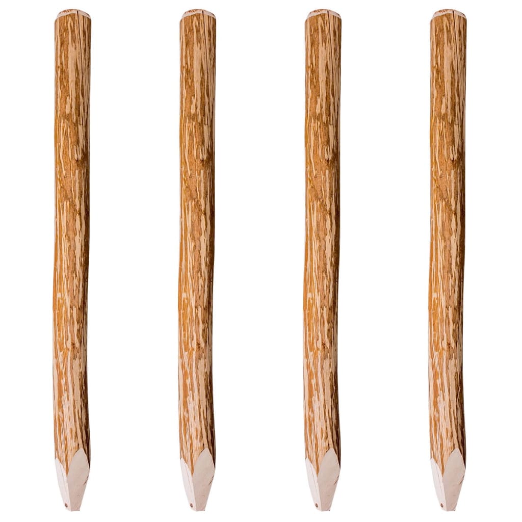 Postes de valla puntiagudos 4 uds madera de avellano 120 cm
