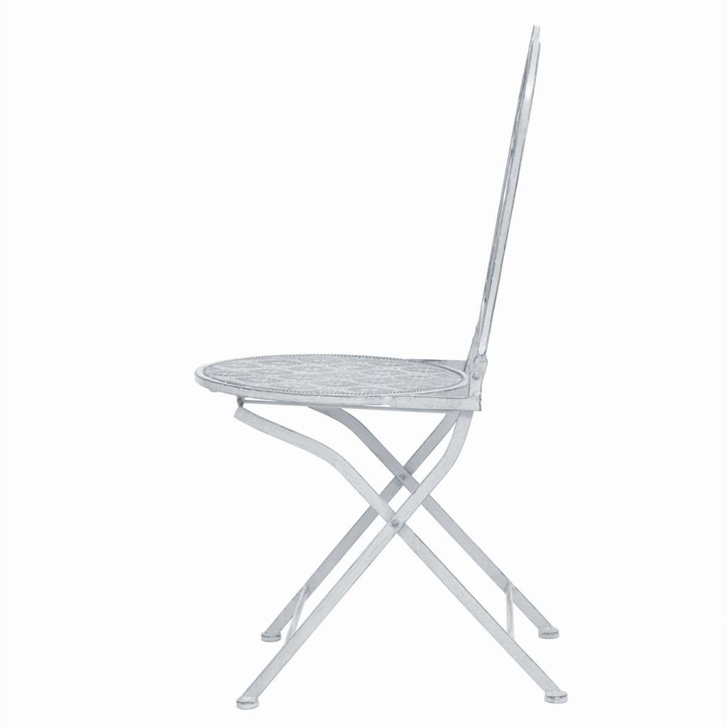 Mesa y sillas bistró de jardín 3 piezas acero blanco grisáceo
