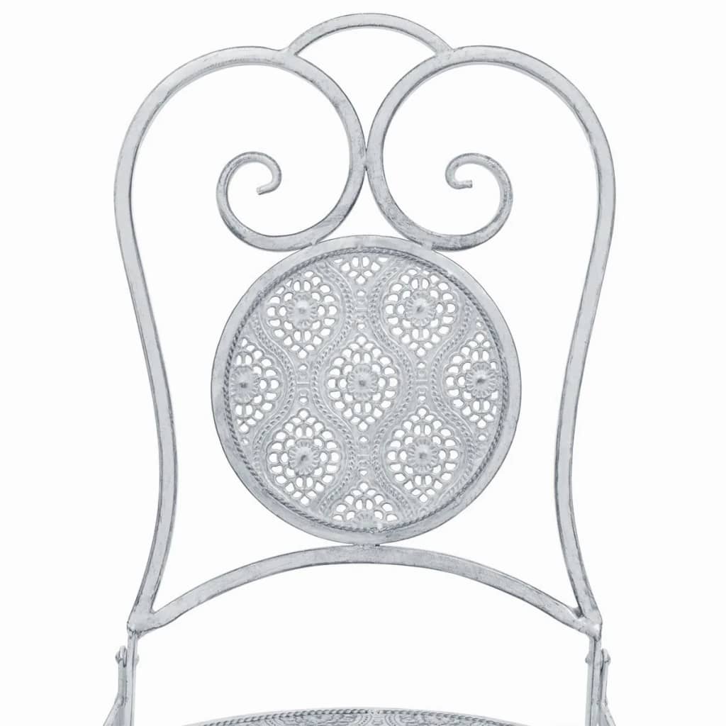 Mesa y sillas bistró de jardín 3 piezas acero blanco grisáceo