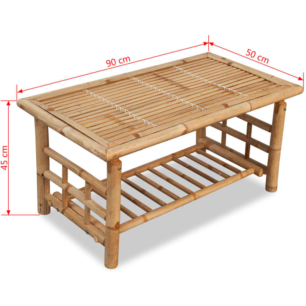 Set de muebles de jardín 4 piezas y cojines bambú