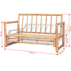 Set de muebles de jardín 4 piezas y cojines bambú