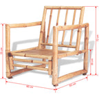 Set de muebles de jardín 4 piezas y cojines bambú