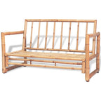 Set de muebles de jardín 4 piezas y cojines bambú