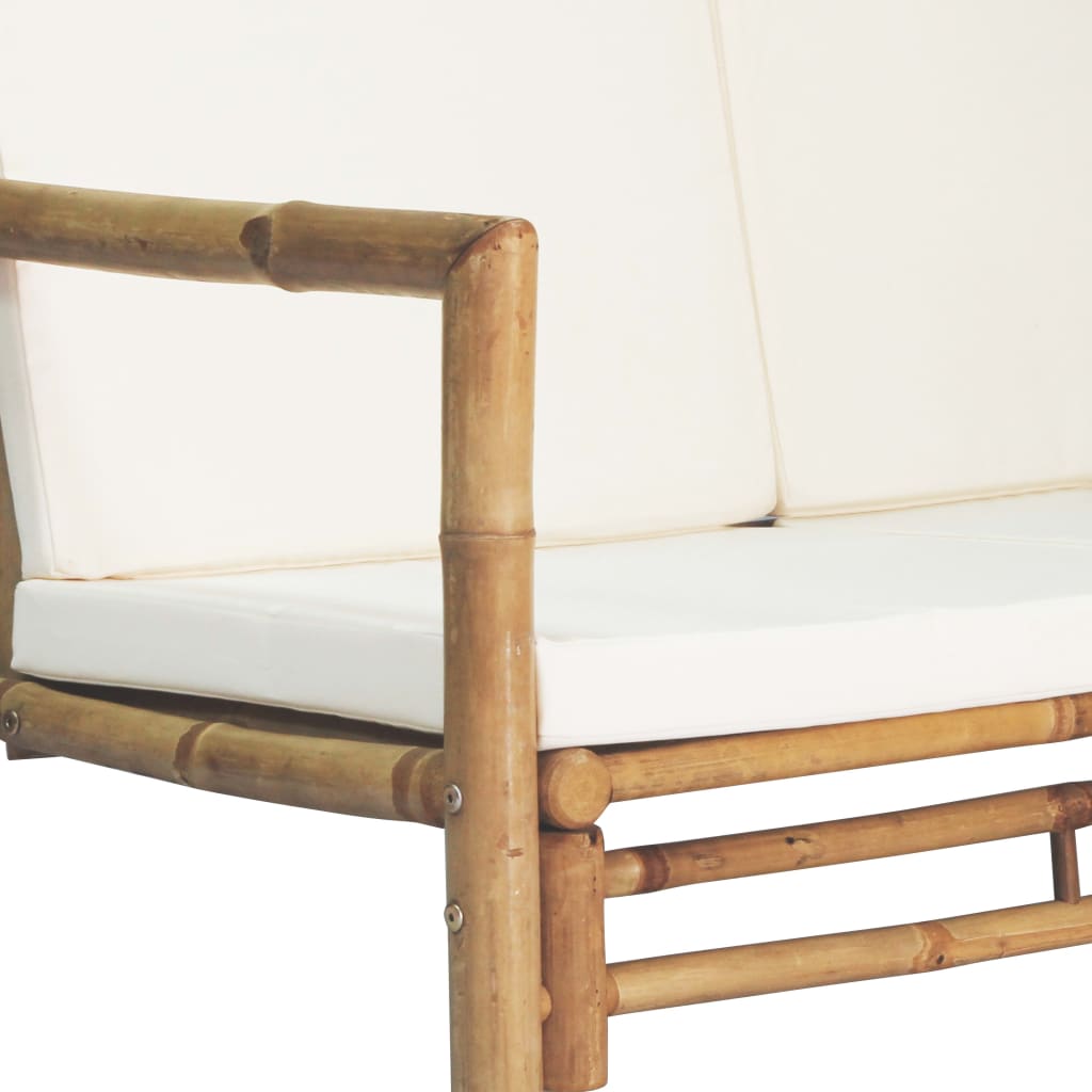 Set de muebles de jardín 4 piezas y cojines bambú