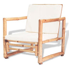 Set de muebles de jardín 4 piezas y cojines bambú