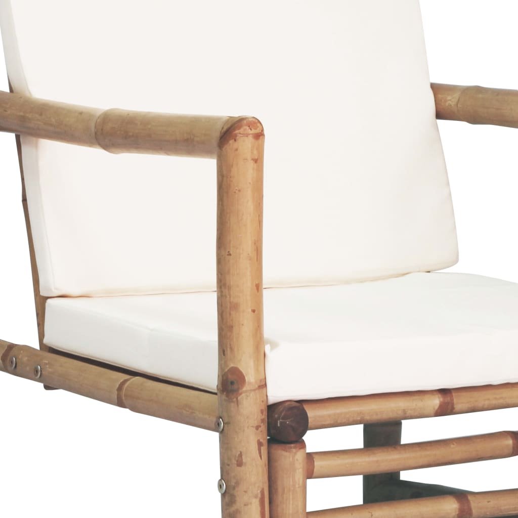 Set de muebles de jardín 4 piezas y cojines bambú