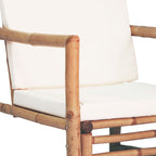 Set de muebles de jardín 4 piezas y cojines bambú