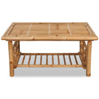 Set de muebles de jardín 4 piezas y cojines bambú