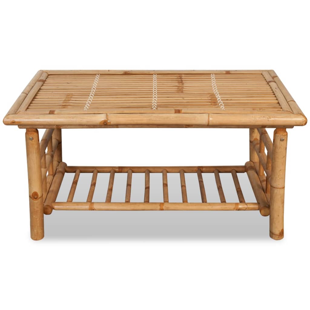 Set de muebles de jardín 4 piezas y cojines bambú