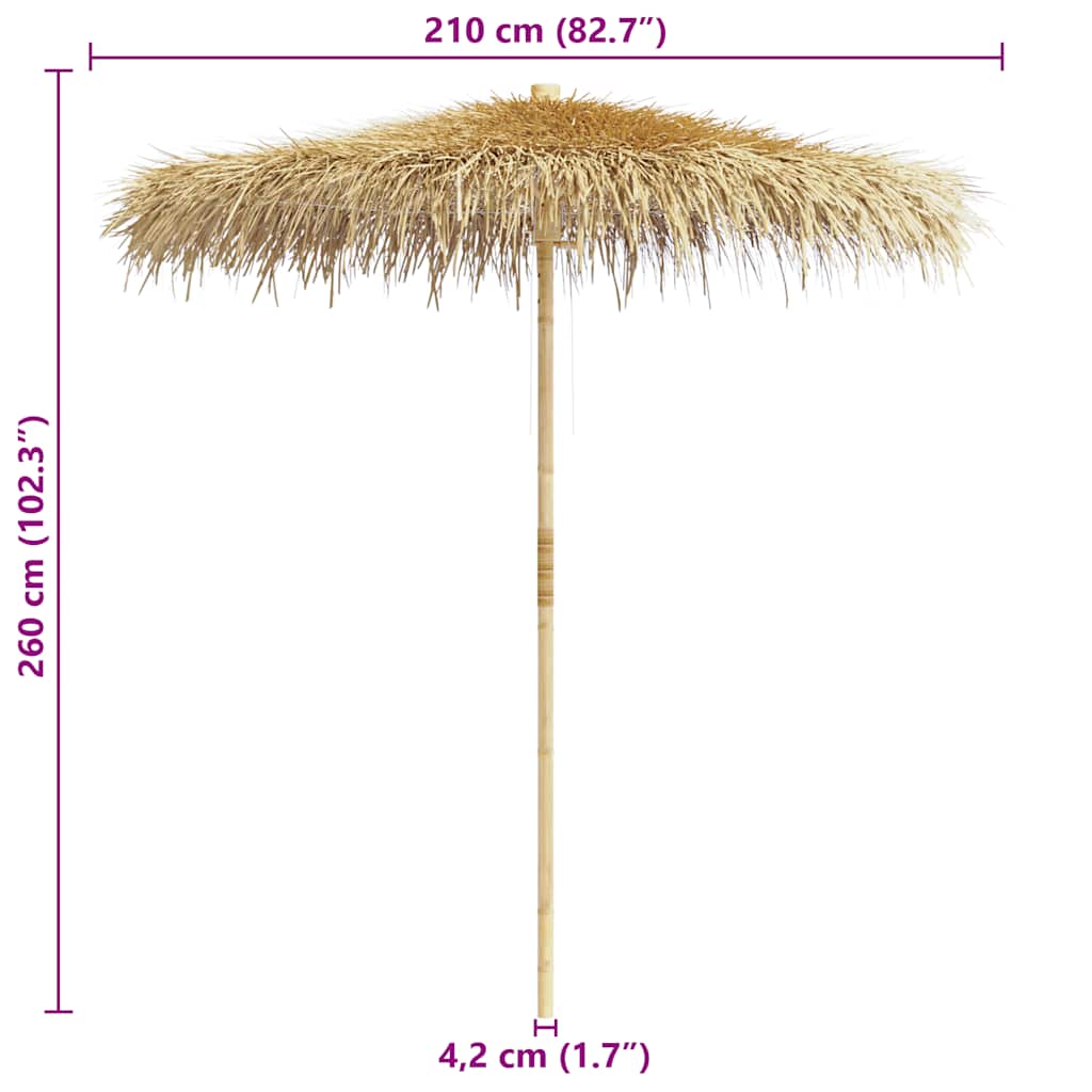 Sombrilla de bambú con tejado de hojas de plátano 210 cm