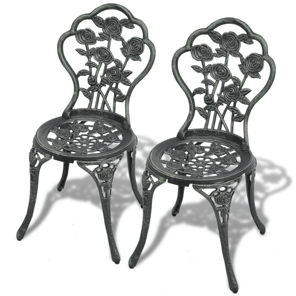 Sillas de bistró 2 unidades aluminio fundido negro