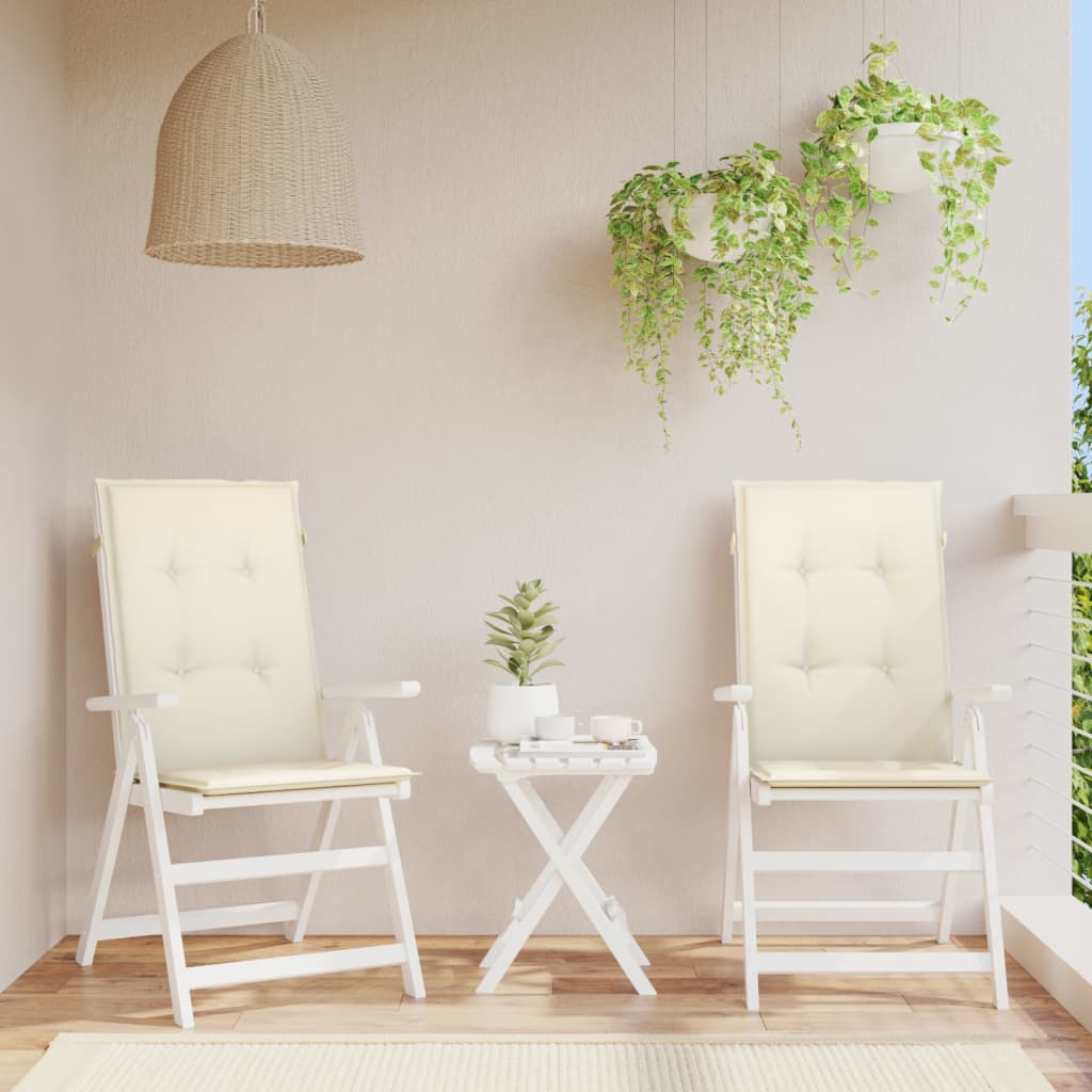 Cojín silla de jardín respaldo alto 2 uds tela azul 120x50x3 cm