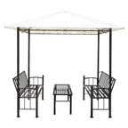 Pérgola de jardín con mesa y bancos 2,5x1,5x2,4 m