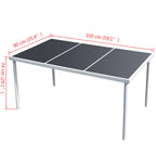 Mesa de jardín de acero negra 150x90x74 cm