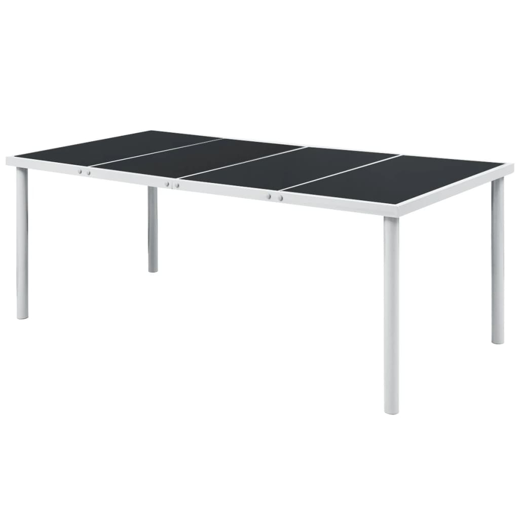 Juego de comedor de jardín 9 piezas de acero negro