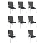 Juego de comedor de jardín 9 piezas de acero negro
