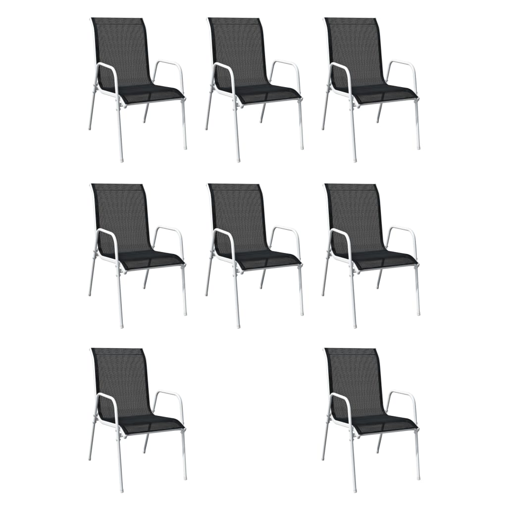 Juego de comedor de jardín 9 piezas de acero negro