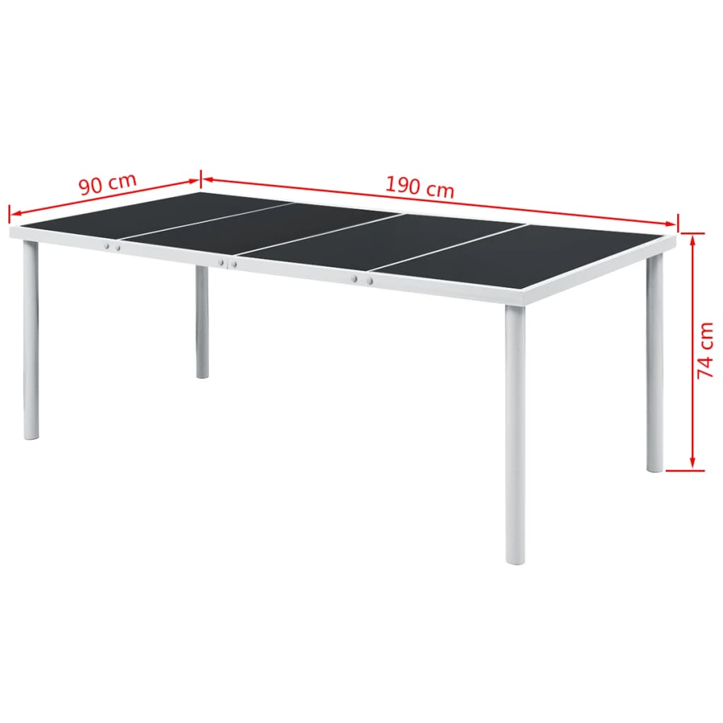 Juego de comedor de jardín 9 piezas de acero negro