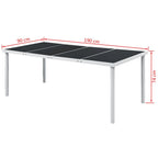 Juego de comedor de jardín 9 piezas de acero negro