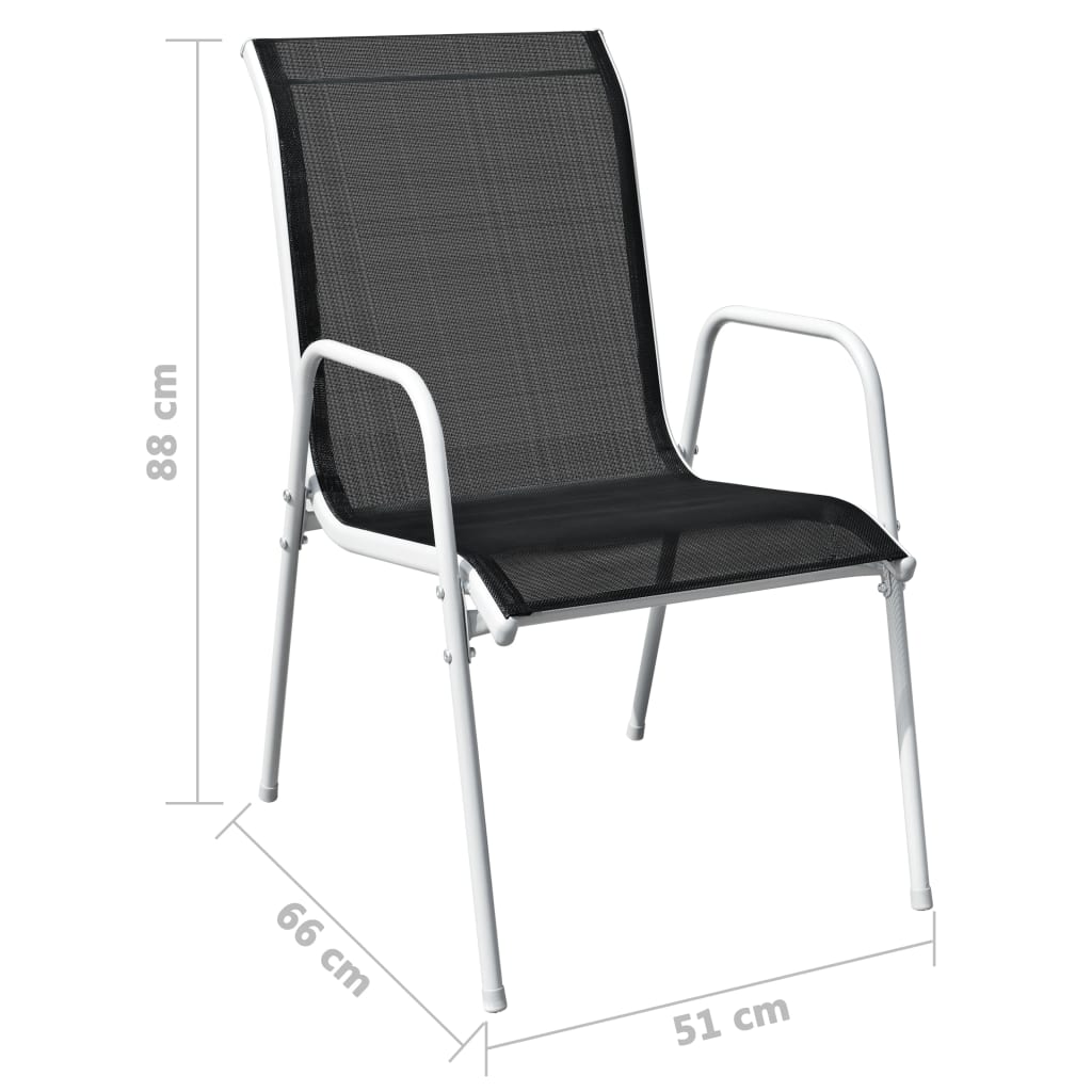 Juego de comedor de jardín 9 piezas de acero negro